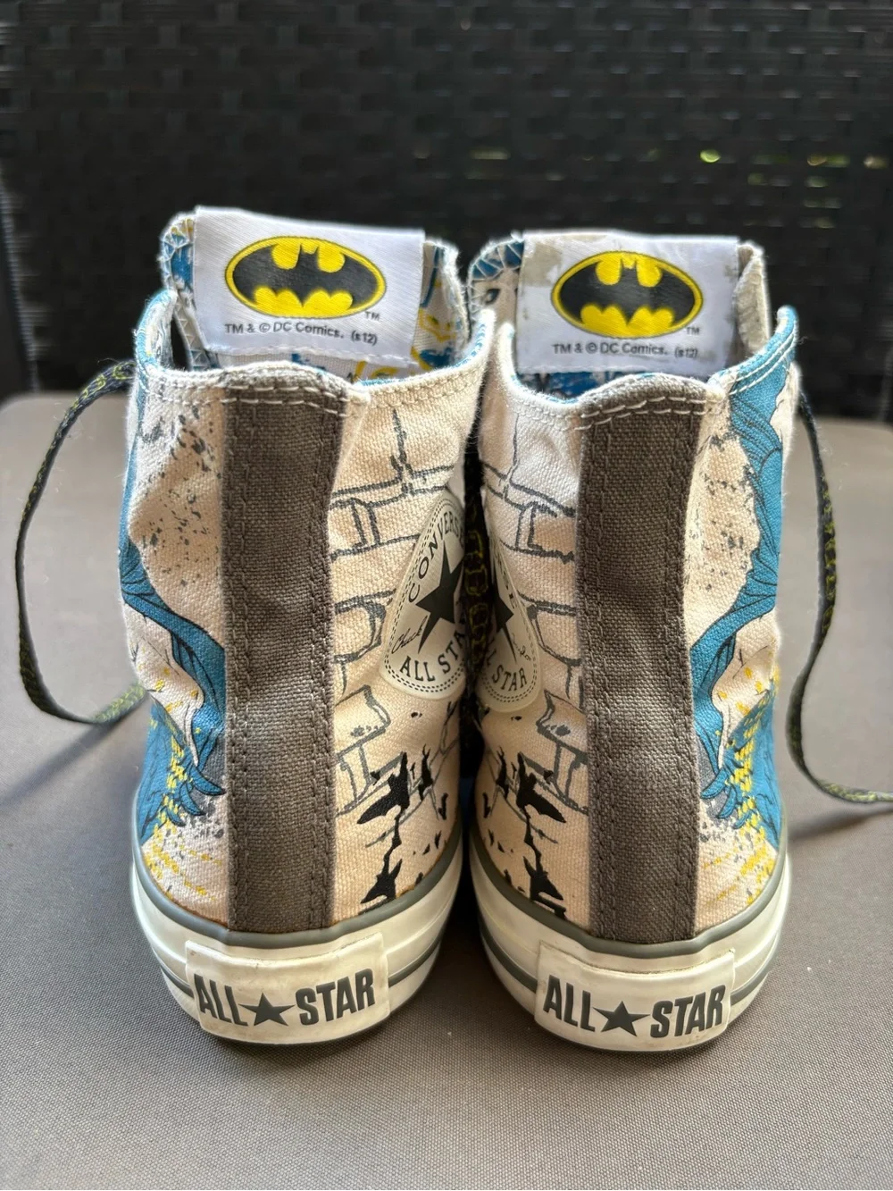 Converse Kids Beige and Blue Batman High-Top Sneakers